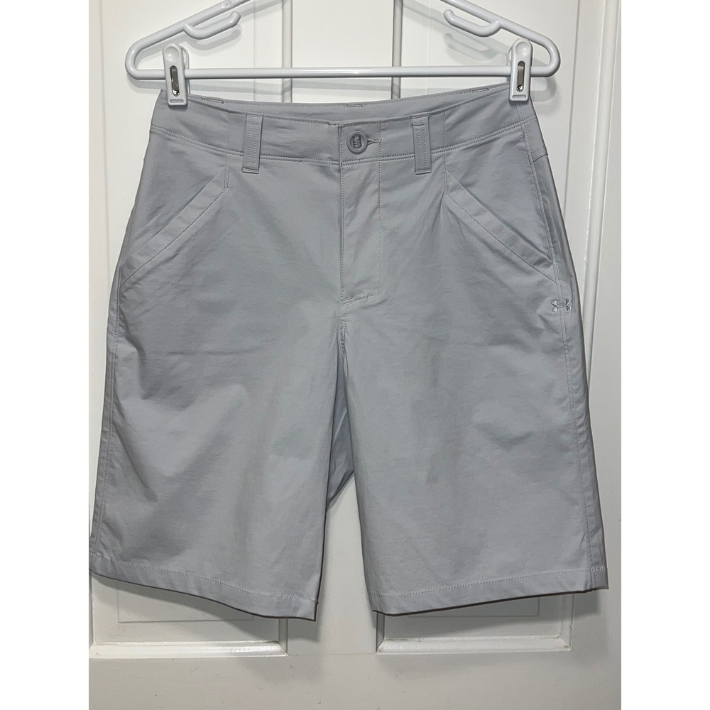 Under Armour Mens Loose Fit Golf Shorts Light Grey Size 28 Nylon Stretch